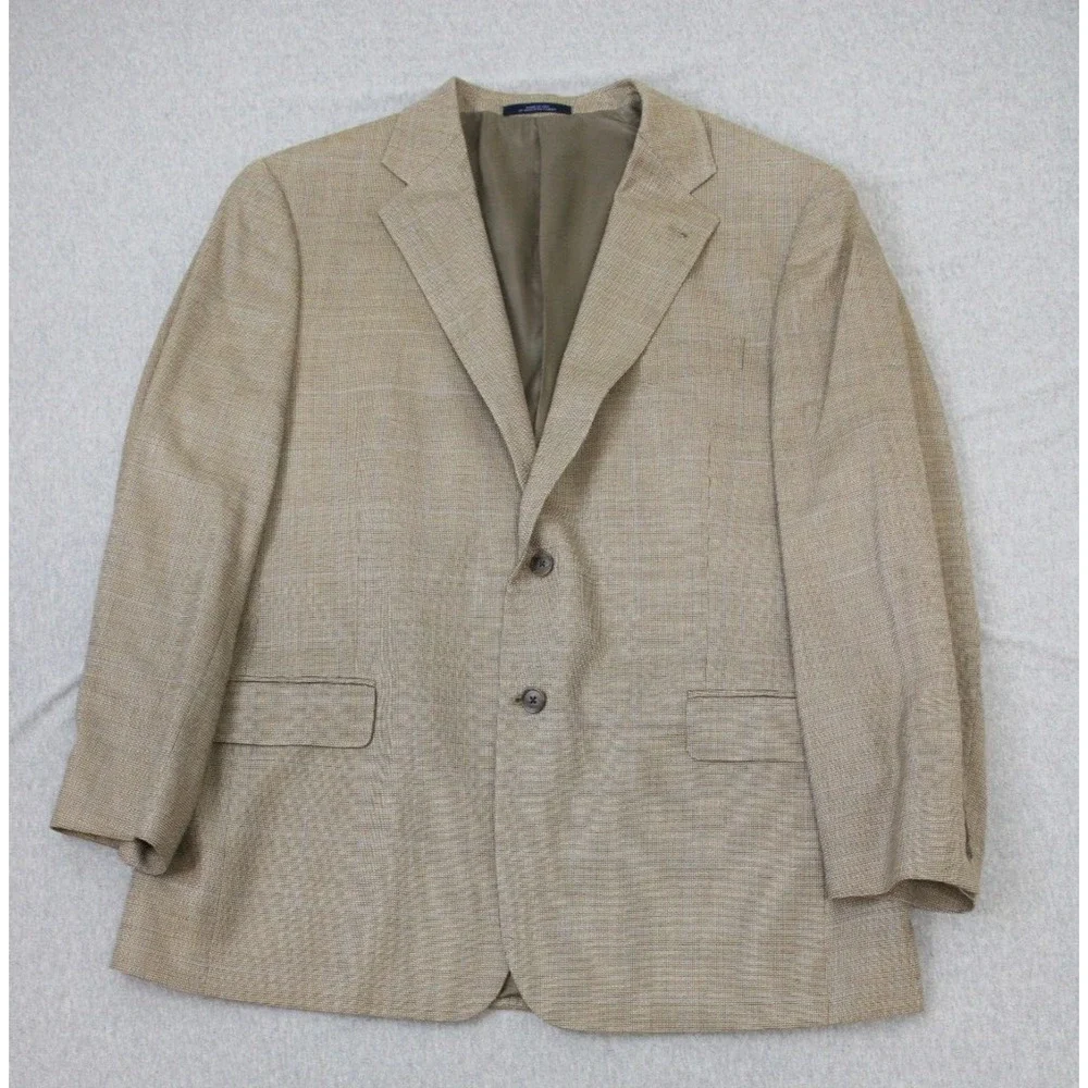 Joseph‎ Abboud Blazer Mens 44R Windowpane Wool Silk Sports Jacket Made In USA